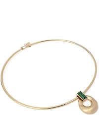 Robert Lee Morris Soho Malachite Molten Disc Pendant Wire Collar Necklace