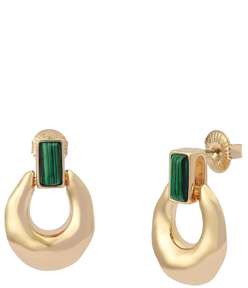 Robert Lee Morris Soho Malachite Molten Doorknocker Orbital Earrings