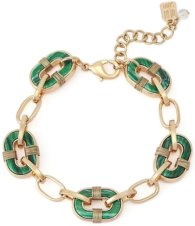 Robert Lee Morris Soho Malachite Reversible Link Line Bracelet