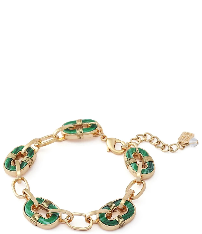 Robert Lee Morris Soho Malachite Reversible Link Line Bracelet