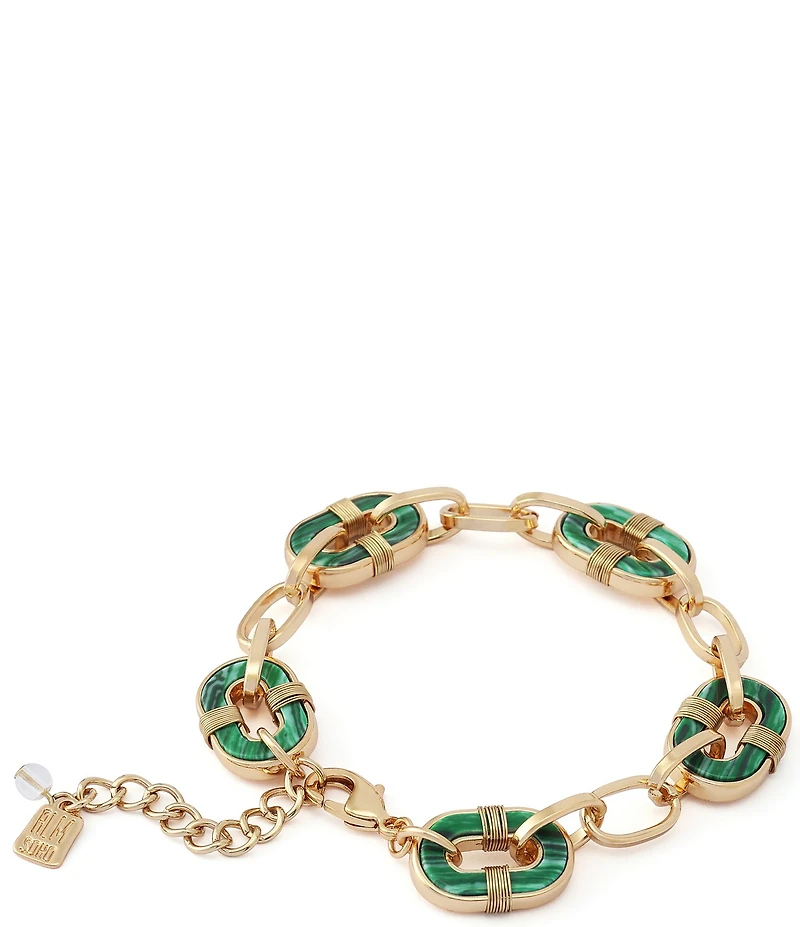 Robert Lee Morris Soho Malachite Reversible Link Line Bracelet