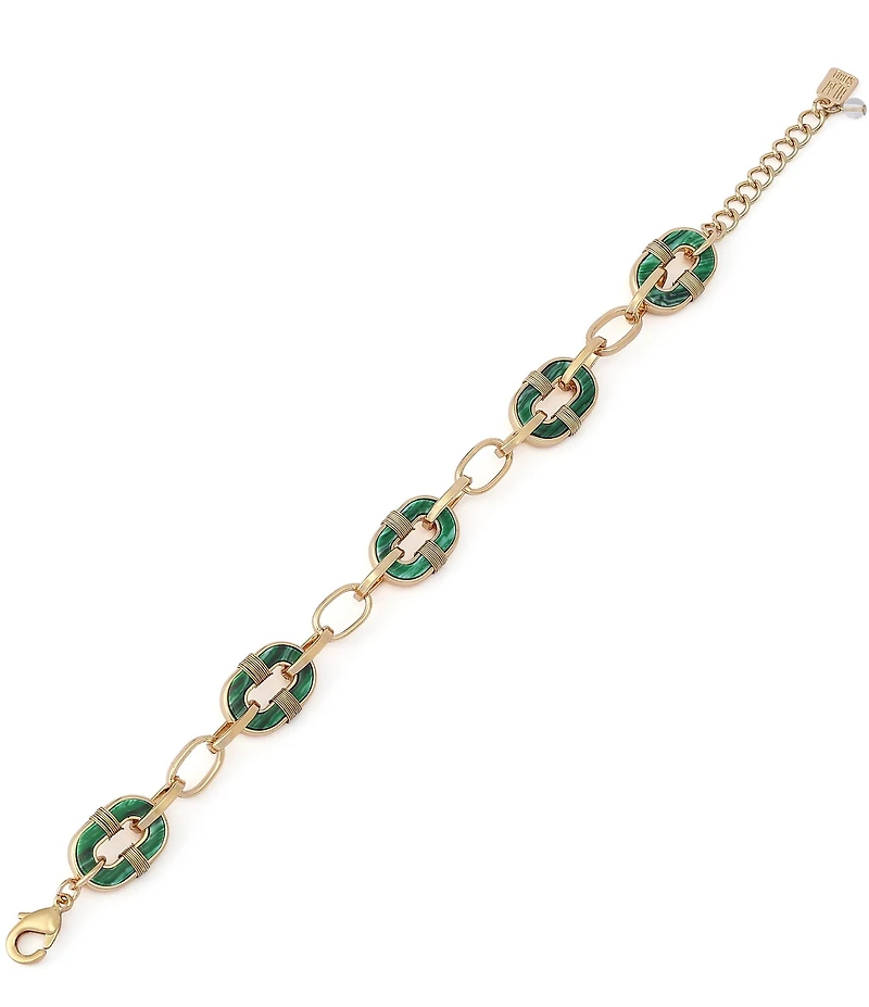 Robert Lee Morris Soho Malachite Reversible Link Line Bracelet