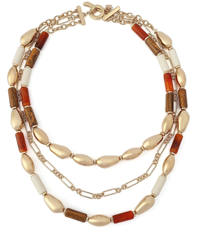 Robert Lee Morris Soho Mixed Stone Molten Beaded Layered Short Multi Strand Necklace
