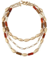Robert Lee Morris Soho Mixed Stone Molten Beaded Layered Short Multi Strand Necklace