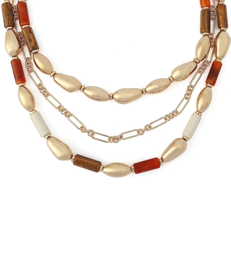Robert Lee Morris Soho Mixed Stone Molten Beaded Layered Short Multi Strand Necklace