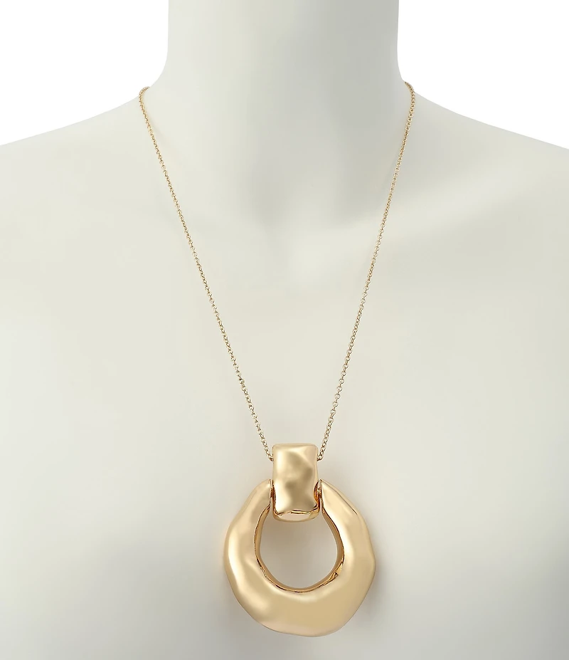 Robert Lee Morris Soho Molten Disc Long Pendant Necklace