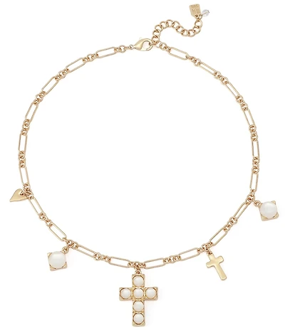 Robert Lee Morris Soho Mother Of Pearl Cross Bib Collar Necklace