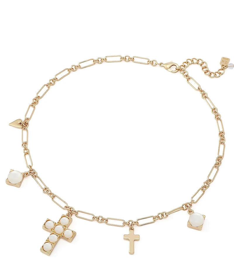 Robert Lee Morris Soho Mother Of Pearl Cross Bib Collar Necklace