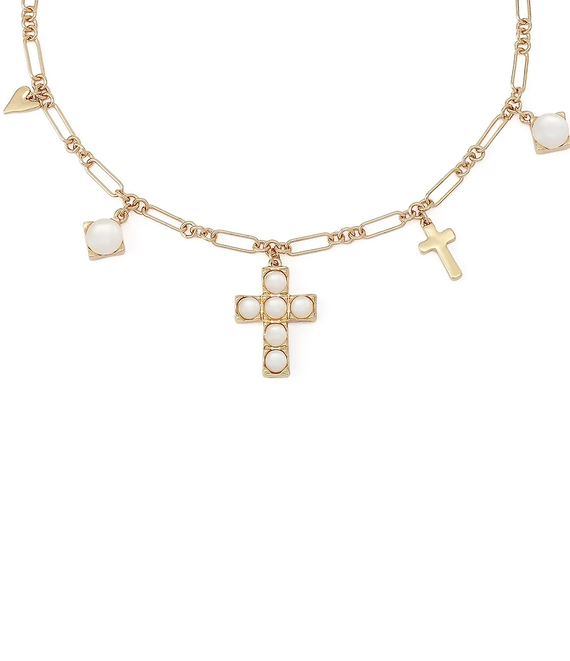 Robert Lee Morris Soho Mother Of Pearl Cross Bib Collar Necklace