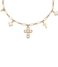 Robert Lee Morris Soho Mother Of Pearl Cross Bib Collar Necklace