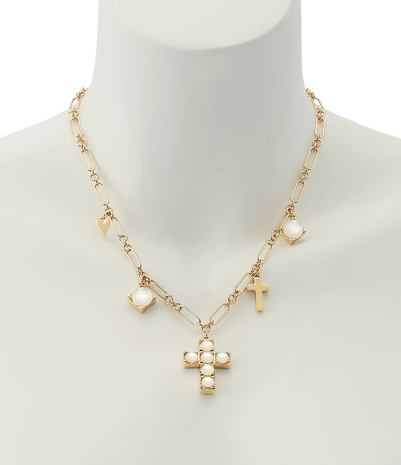 Robert Lee Morris Soho Mother Of Pearl Cross Bib Collar Necklace