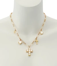 Robert Lee Morris Soho Mother Of Pearl Cross Bib Collar Necklace