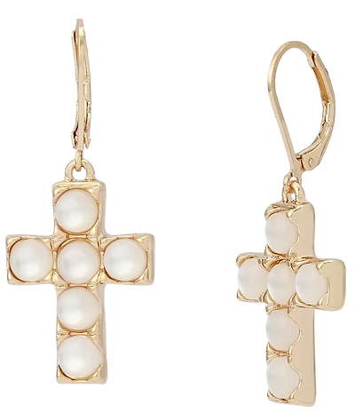 Robert Lee Morris Soho Mother Of Pearl Cross Drop Earrings