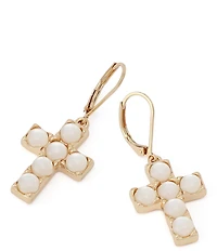 Robert Lee Morris Soho Mother Of Pearl Cross Drop Earrings