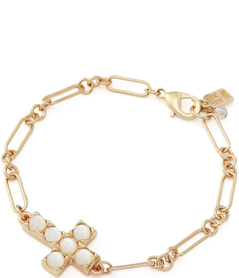 Robert Lee Morris Soho Mother of Pearl Cross Line Bracelet