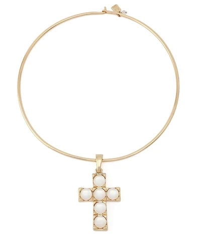Robert Lee Morris Soho Mother Of Pearl Cross Wire Short Pendant Necklace