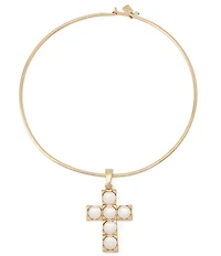 Robert Lee Morris Soho Mother Of Pearl Cross Wire Short Pendant Necklace