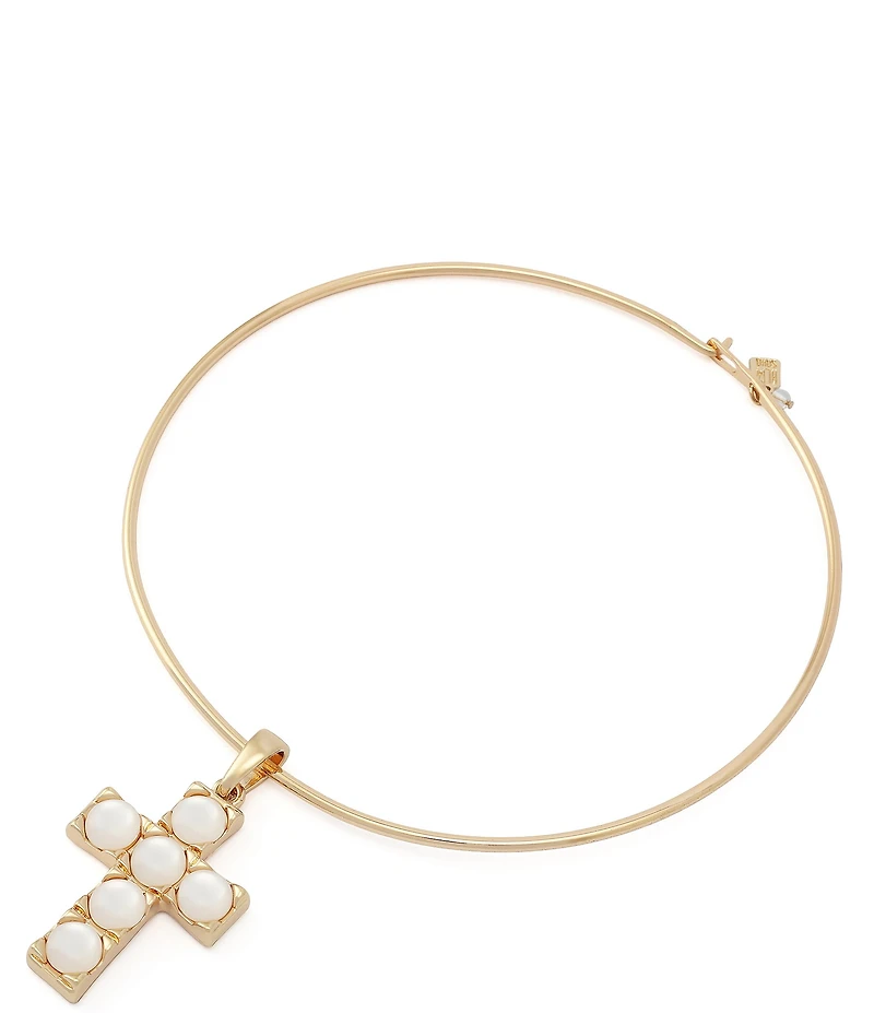 Robert Lee Morris Soho Mother Of Pearl Cross Wire Short Pendant Necklace