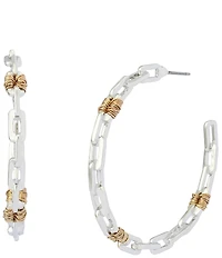 Robert Lee Morris Soho Paper Clip Frozen Chain Large Hoop Earrings
