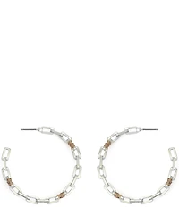 Robert Lee Morris Soho Paper Clip Frozen Chain Large Hoop Earrings