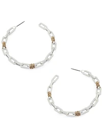Robert Lee Morris Soho Paper Clip Frozen Chain Large Hoop Earrings