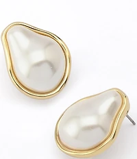 Robert Lee Morris Soho Pearl Sculpted Button Drop Earrings
