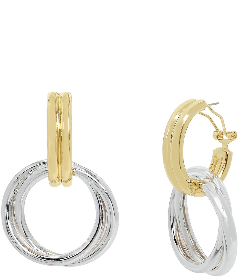 Robert Lee Morris Soho Ribbed Doorknocker Two-Tone Orbital Drop Earrings