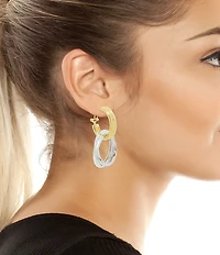 Robert Lee Morris Soho Ribbed Doorknocker Two-Tone Orbital Drop Earrings