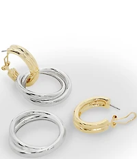 Robert Lee Morris Soho Ribbed Doorknocker Two-Tone Orbital Drop Earrings