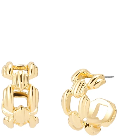 Robert Lee Morris Soho Ribbed Chain Link Hoop Earrings
