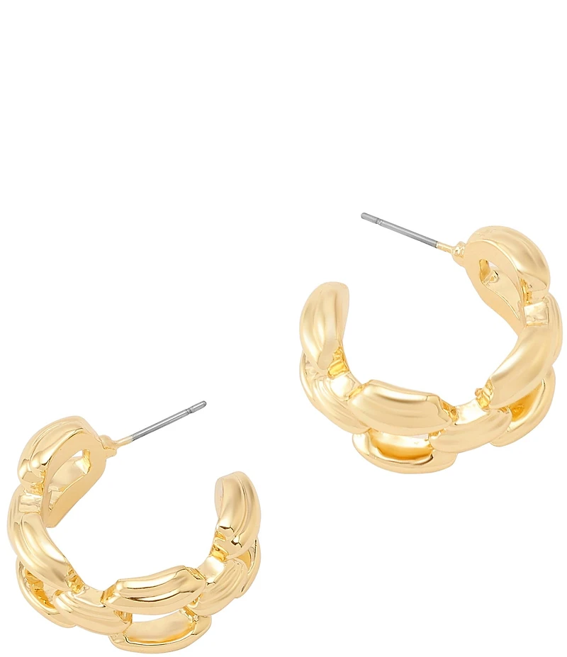 Robert Lee Morris Soho Ribbed Chain Link Hoop Earrings