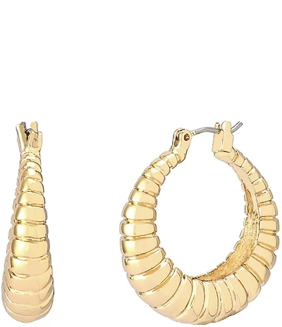 Robert Lee Morris Soho Ribbed Tube Puffy Hoop Earrings