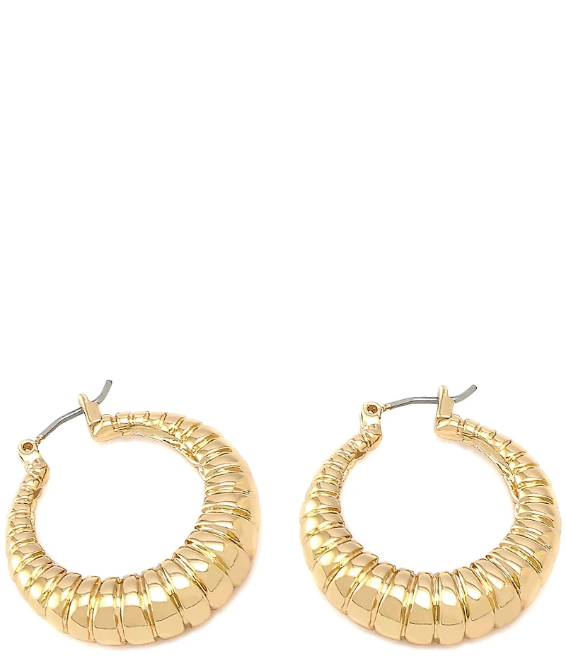 Robert Lee Morris Soho Ribbed Tube Puffy Hoop Earrings
