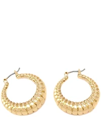 Robert Lee Morris Soho Ribbed Tube Puffy Hoop Earrings