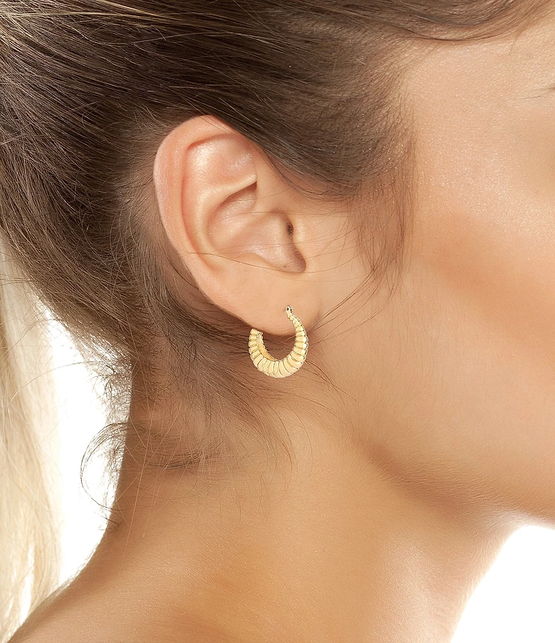 Robert Lee Morris Soho Ribbed Tube Puffy Hoop Earrings