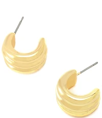 Robert Lee Morris Soho Ribbed Tube Huggie Hoop Earrings