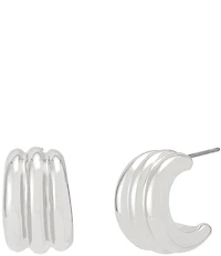 Robert Lee Morris Soho Ribbed Tube Huggie Hoop Earrings