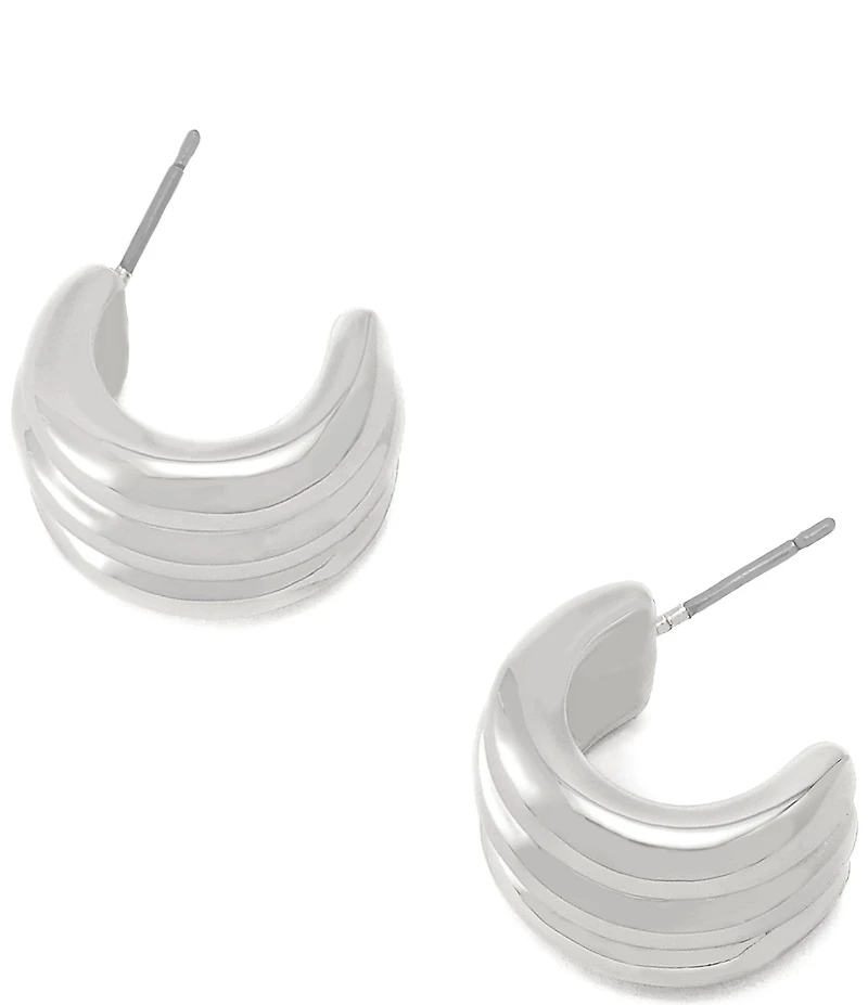 Robert Lee Morris Soho Ribbed Tube Huggie Hoop Earrings