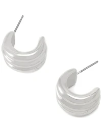 Robert Lee Morris Soho Ribbed Tube Huggie Hoop Earrings