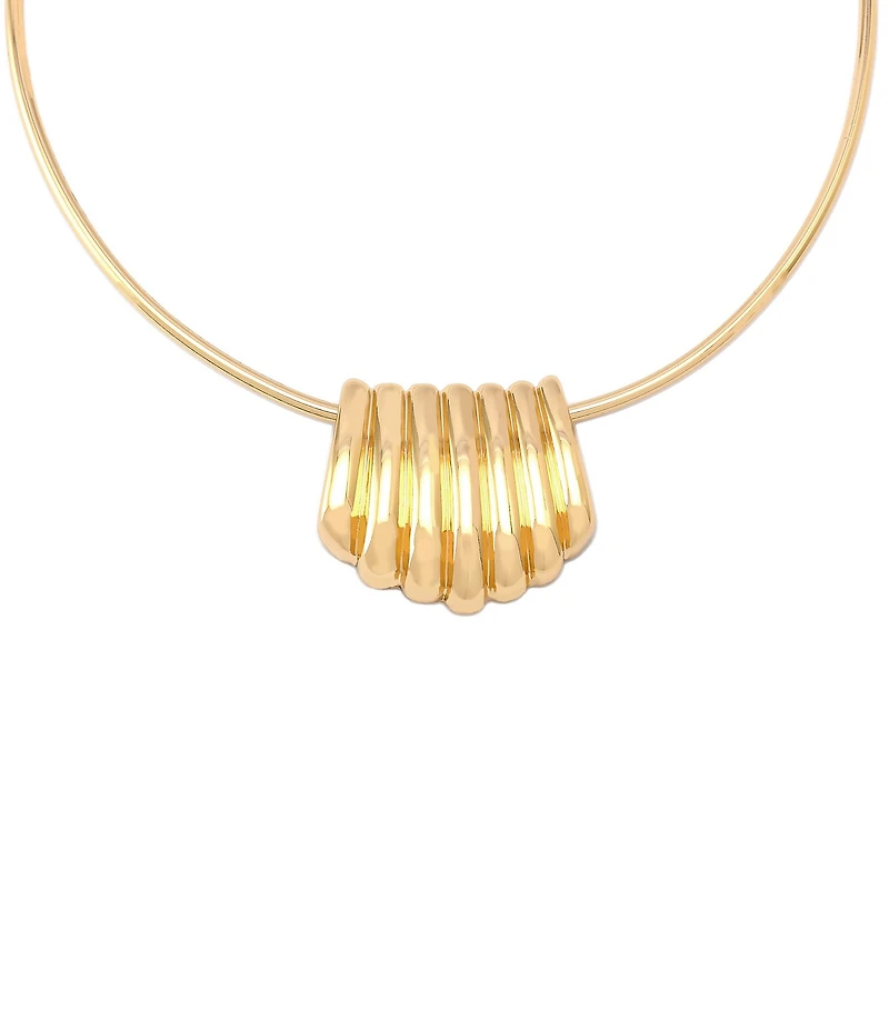 Robert Lee Morris Soho Ribbed Tube Wire Short Pendant Necklace