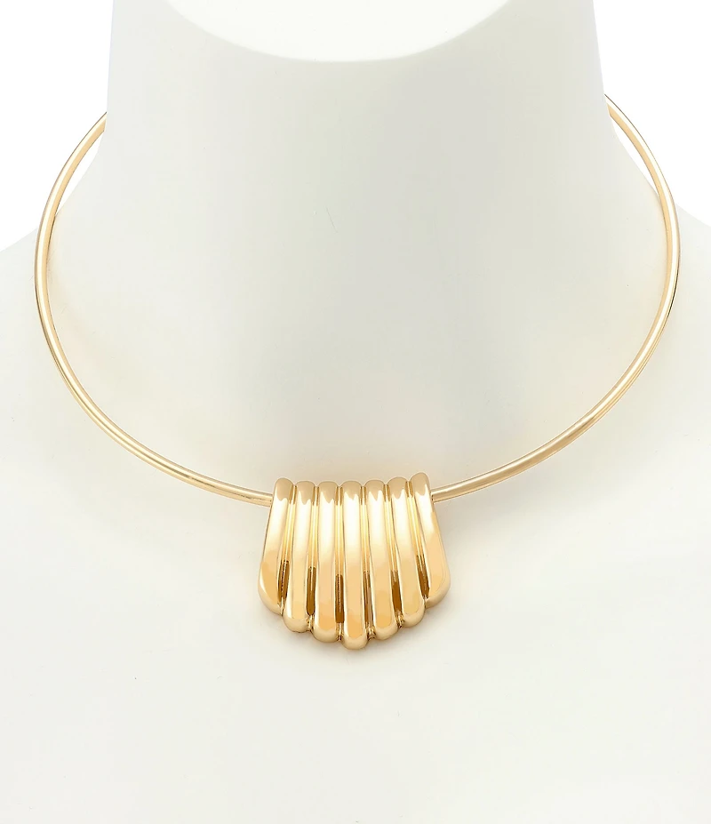 Robert Lee Morris Soho Ribbed Tube Wire Short Pendant Necklace