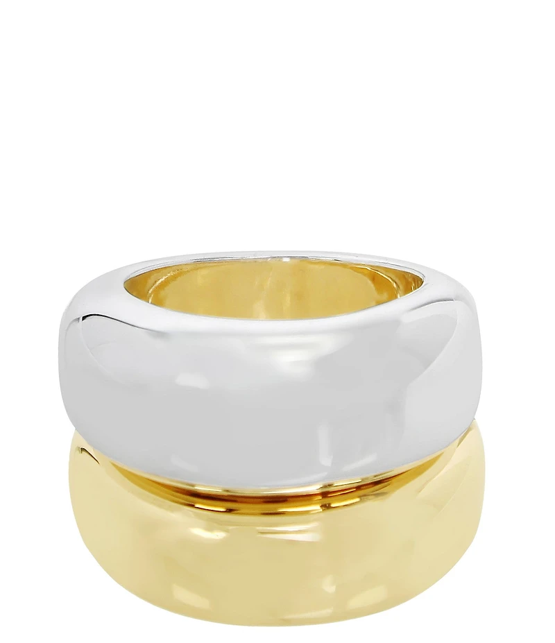 Robert Lee Morris Soho Ribbed Two Tone Sculptural Stacked Ring