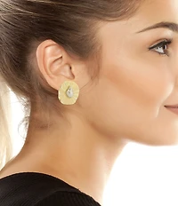 Robert Lee Morris Soho Textured Coin Pearl Sculpted Button Clip-On Earrings