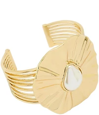 Robert Lee Morris Soho Textured Coin Pearl Sculpted Cuff Bracelet