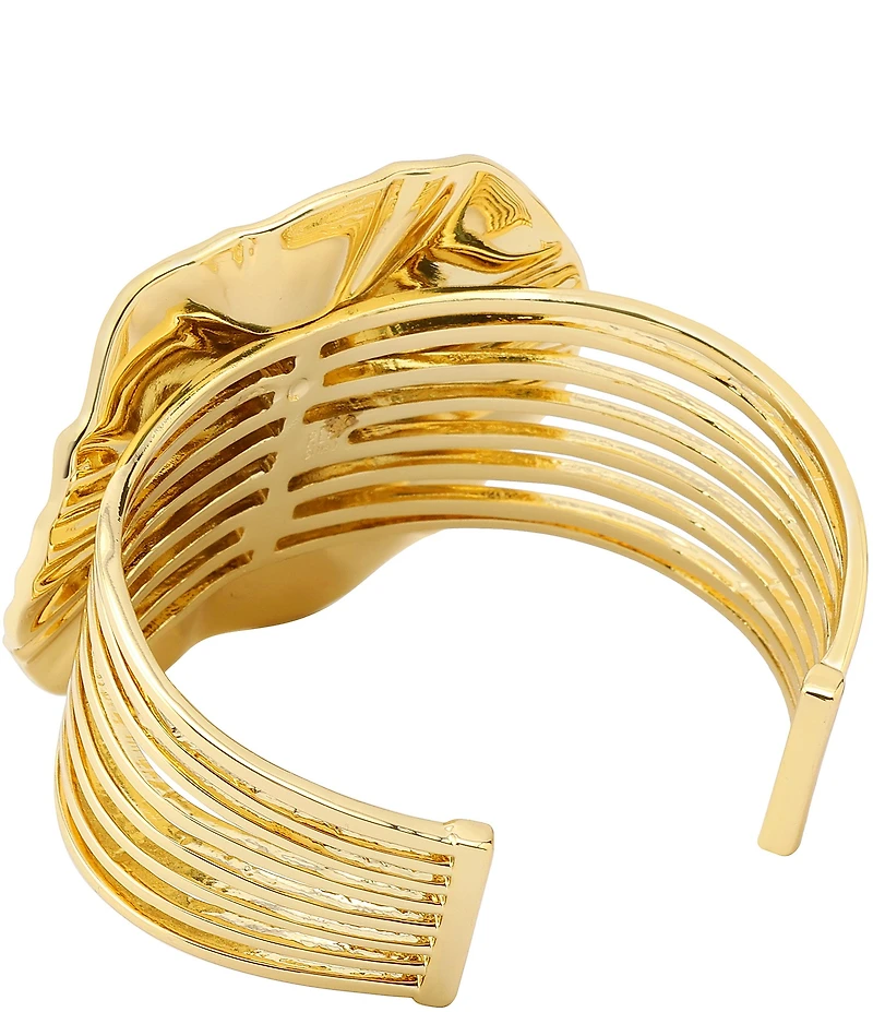 Robert Lee Morris Soho Textured Coin Pearl Sculpted Cuff Bracelet