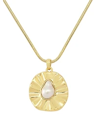Robert Lee Morris Soho Textured Coin Pearl Sculpted Short Pendant Necklace