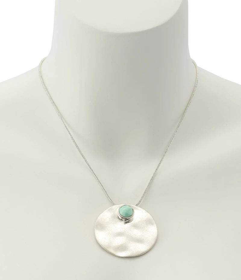 Robert Lee Morris Soho Turquoise Disc Short Statement Pendant Necklace