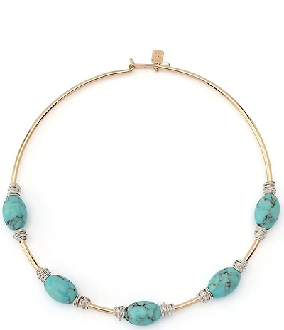 Robert Lee Morris Soho Turquoise Stone Bead Wire Collar Necklace