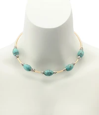 Robert Lee Morris Soho Turquoise Stone Bead Wire Collar Necklace