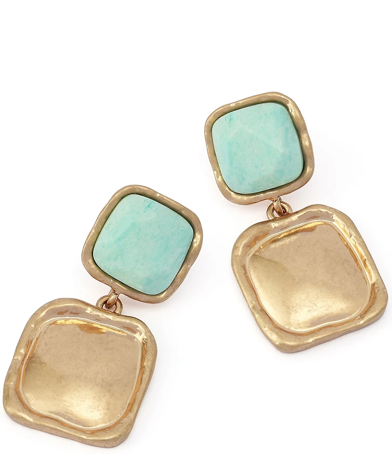 Robert Lee Morris Soho Turquoise Stone Double Drop Earrings